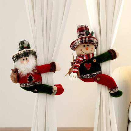 Christmas Snowman Curtain Tiebacks Set of 2, Festive Plush Curtain Holders for Window Drapes, Holiday Home Decor