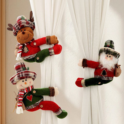 Christmas Santa Curtain Tiebacks Set of 2, Festive Plush Curtain Holders for Window Drapes, Holiday Home Decor