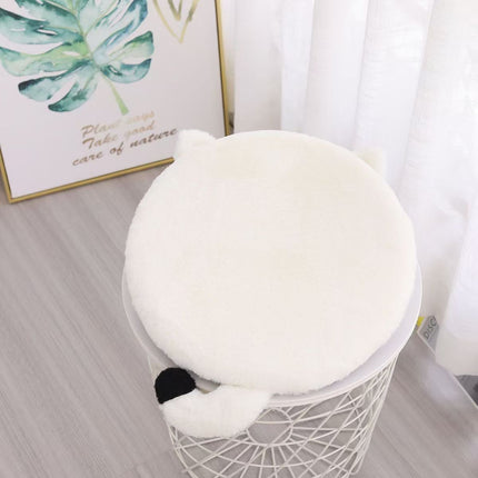 40cm Round Cat-Themed Seat Cushion (White Cat with Black Tail) — Slow-Rebound Memory Foam, Soft Plush, Washable — Ideal for Office Chairs, Bedrooms, Dorms, and Reading Nooks