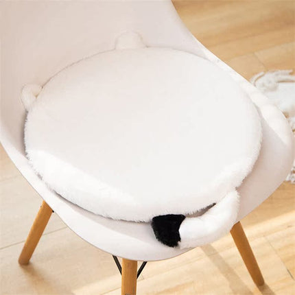 40cm Round Cat-Themed Seat Cushion (White Cat with Black Tail) — Slow-Rebound Memory Foam, Soft Plush, Washable — Ideal for Office Chairs, Bedrooms, Dorms, and Reading Nooks