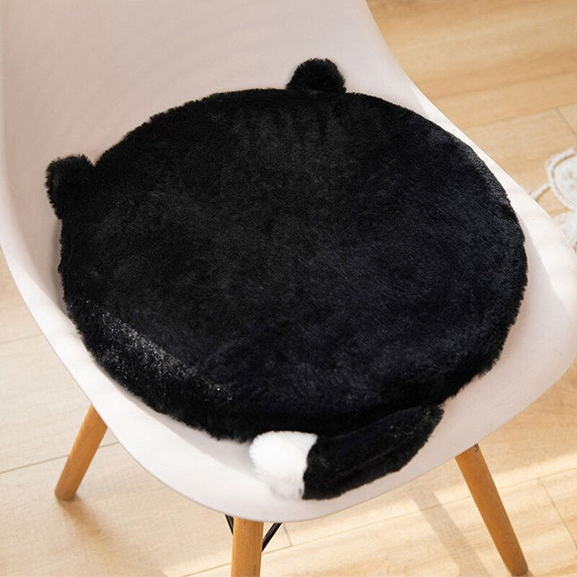 40cm Round Cat-Themed Seat Cushion (Black Cat with a White Tail) Slow-Rebound Memory Foam Soft