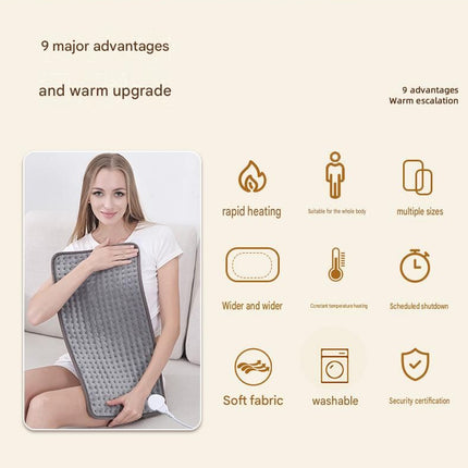 Electric Heating Pad 40 x 76cm with 9 Heat Levels and 4 Timer Settings, Washable Full Body Heating Mat for Back, Waist, Legs and Shoulders
