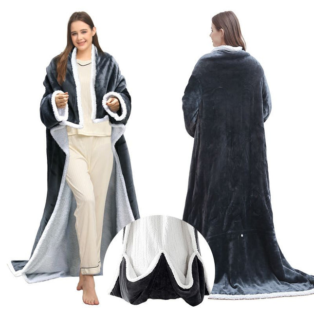 Wearable Electric Heated Blanket with Foot Pocket 127x177cm and Suede Fleece Slippers Set AU 9-10 Winter – product detail