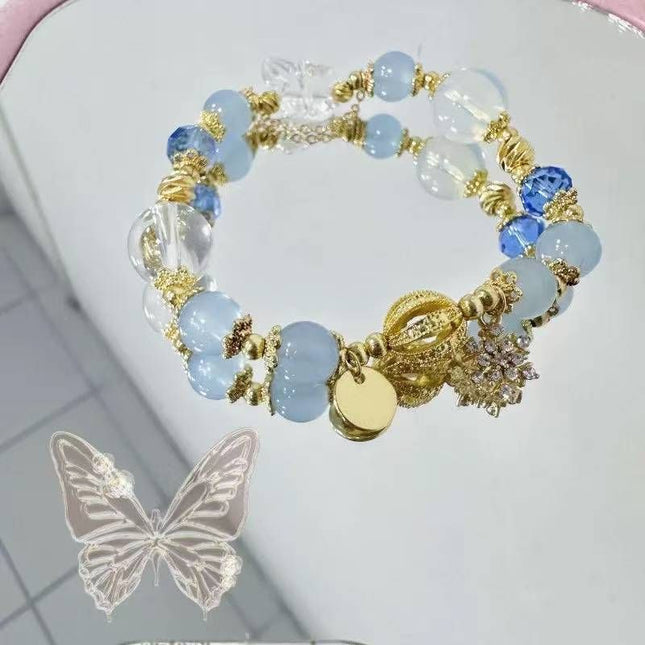 Blue Crystal Snowflake Charm Bracelet for Women Elastic Beaded Christmas Gift Bracelet Elegant Everyday – product detail