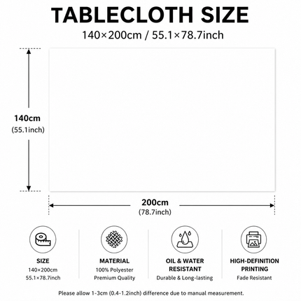 Christmas Waterproof Tablecloth (Christmas Collection Edition)140 x 200cm Festive Holiday Dining Table Cover Oil-Resistant Wipe Clean Christmas Home Decoration