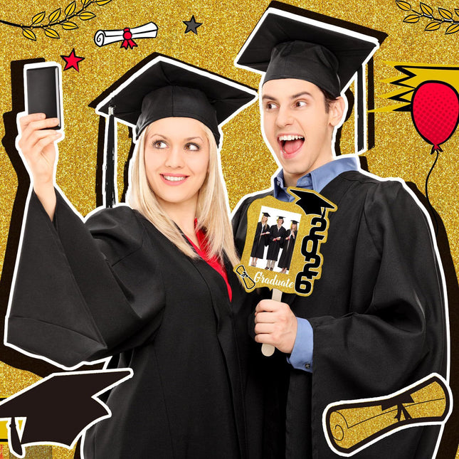 Graduate Photo Frame Fan Prop for Graduation Party (12pcs Gold) Personalized 4x6 Inch Photo Holder Senior – product detail