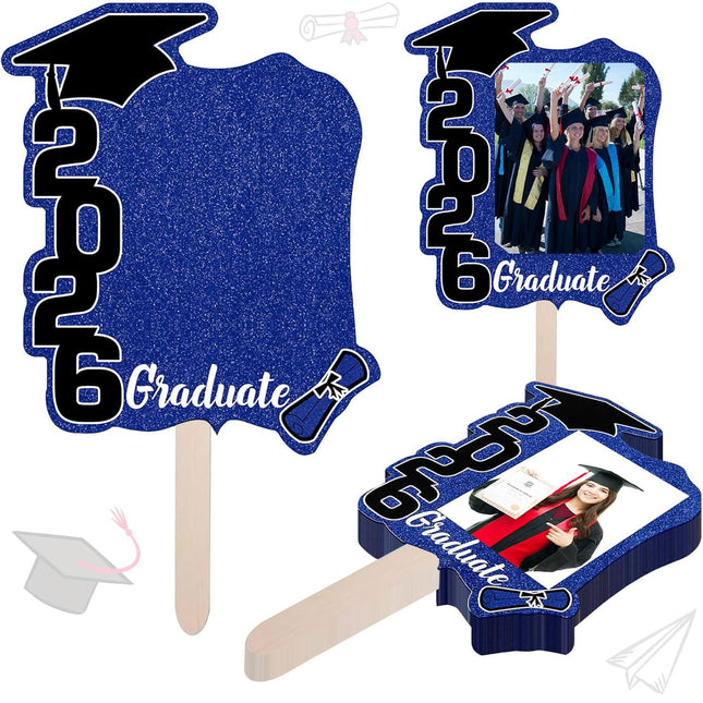 Graduate Photo Frame Fan Prop for Graduation Party (12pcs Blue) Personalized 4x6 Inch Photo Holder Senior