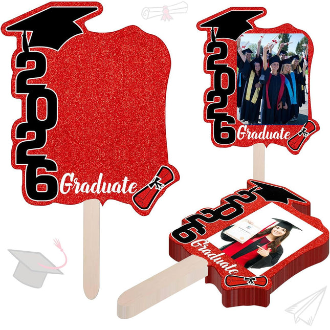 Graduate Photo Frame Fan Prop for Graduation Party (12pcs Red) Personalized 4x6 Inch Photo Holder Senior