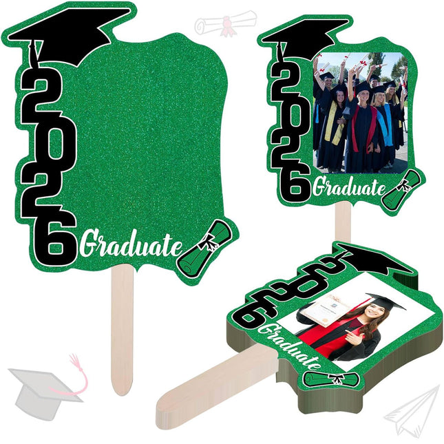 Graduate Photo Frame Fan Prop for Graduation Party (12pcs Green) Personalized 4x6 Inch Photo Holder Senior