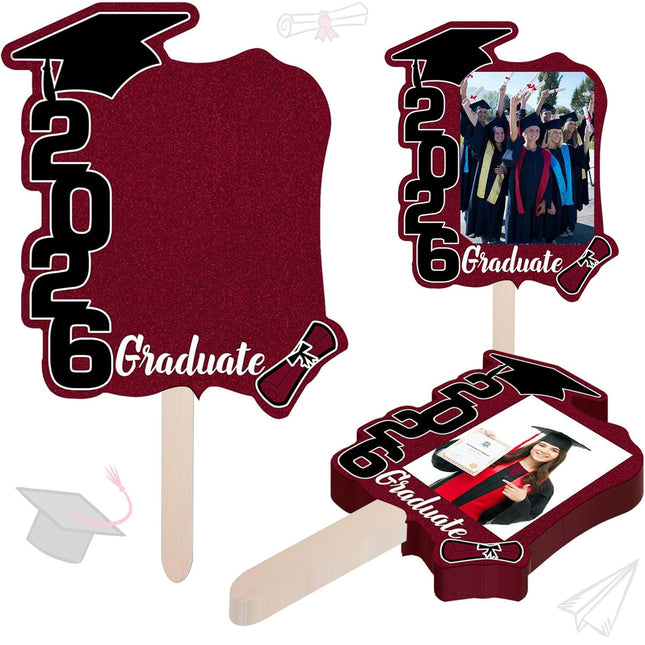 Graduate Photo Frame Fan Prop for Graduation Party (12pcs Burgundy) Personalized 4x6 Inch Photo Holder
