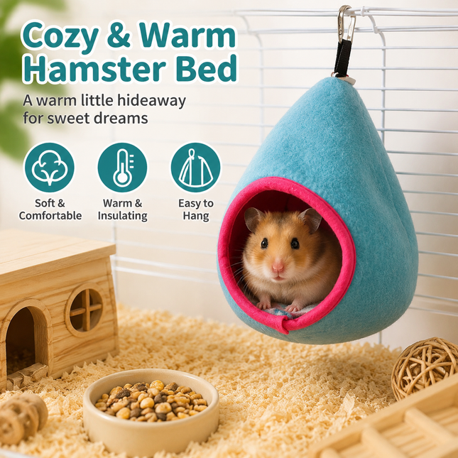 Blue Soft Cozy Hamster Bed Small Pet Sleeping Nest for Winter Guinea Pig Hamster Sugar Glider Safe & Warm