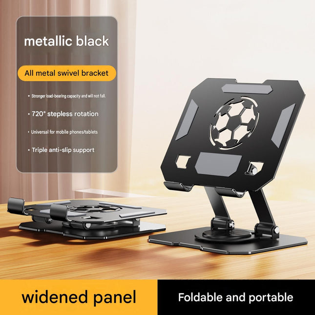 Black 360 Degree Rotating Tablet and Phone Stand Adjustable Desktop Holder Foldable Aluminium