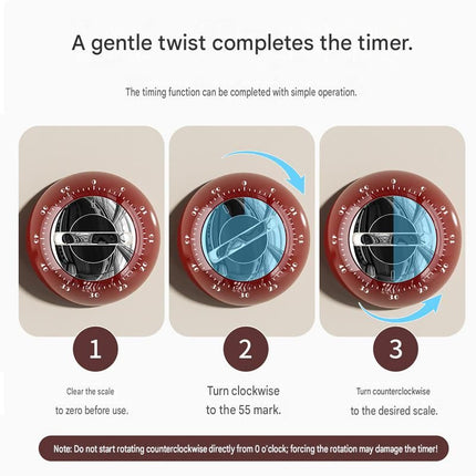 Red 60-Minute Magnetic Mechanical Kitchen Timer Countdown Clock for Cooking, Study, Productivity and Time Management