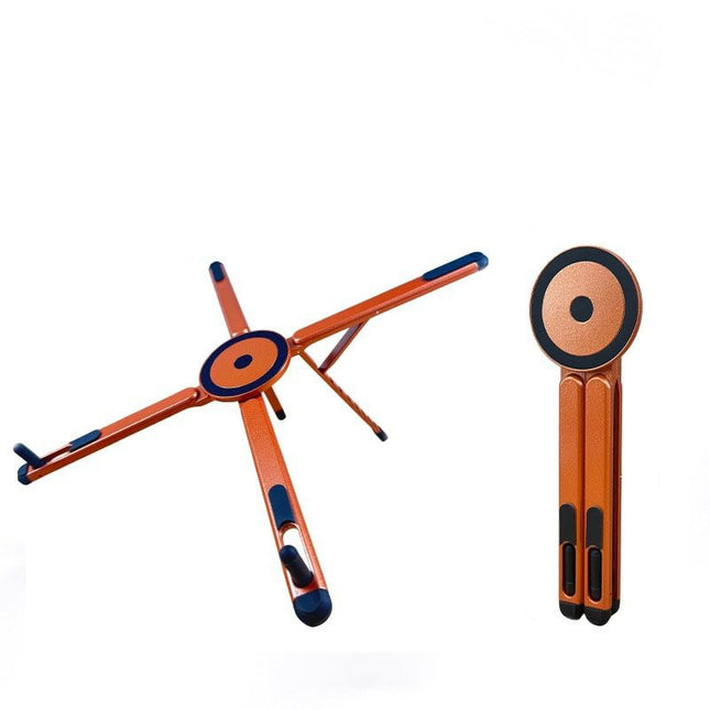 Orange Foldable Magnetic Phone & Tablet Stand Aluminium Alloy Laptop Holder Adjustable Desktop Stand for – product detail