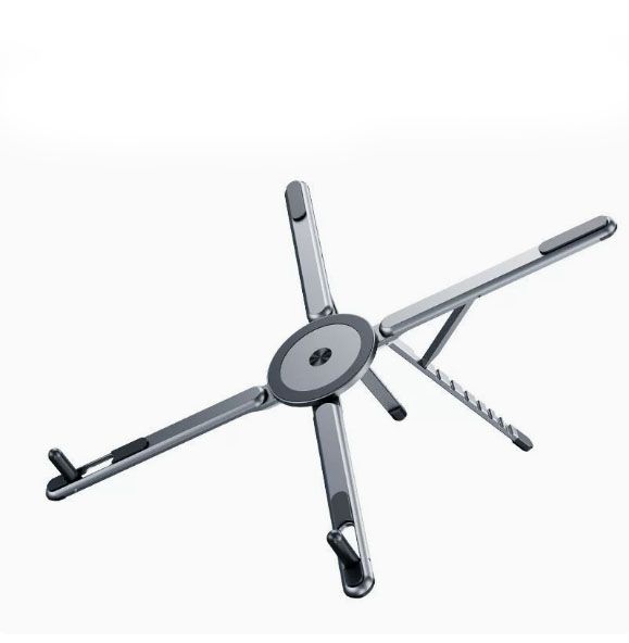 Gray Foldable Magnetic Phone & Tablet Stand Aluminium Alloy Laptop Holder Adjustable Desktop Stand for – product detail