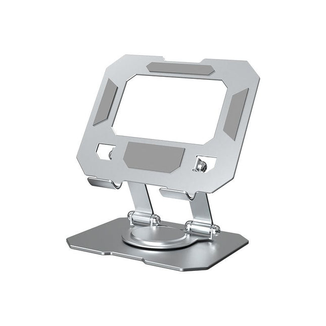 Silver Adjustable Aluminium Alloy Tablet Stand with 360 Degree Rotation Foldable Metal Desk Holder for – product detail