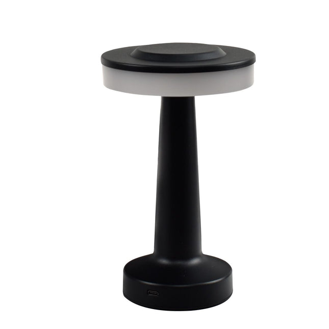 Black Rechargeable UFO Table Lamp Touch Control LED Bedside Night Light Cordless Mushroom Desk Lamp for