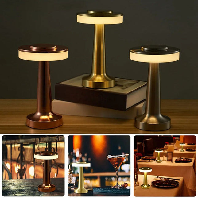 Black Rechargeable UFO Table Lamp Touch Control LED Bedside Night Light Cordless Mushroom Desk Lamp for – product detail