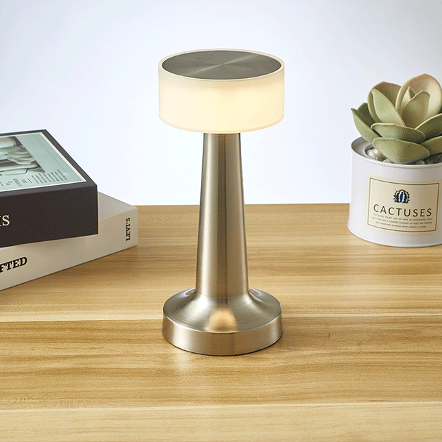 Silver Rechargeable Acrylic Shade UFO Table Lamp Touch Control LED Bedside Night Light Cordless Ambient – product detail