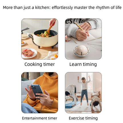 Black Retro Planet Mechanical Kitchen Timer Magnetic Countdown Clock Battery-Free Metal Core Loud Alarm for Cooking Study