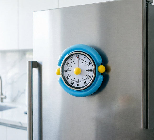 Blue Visual Mechanical Kitchen Timer with Magnetic Backing