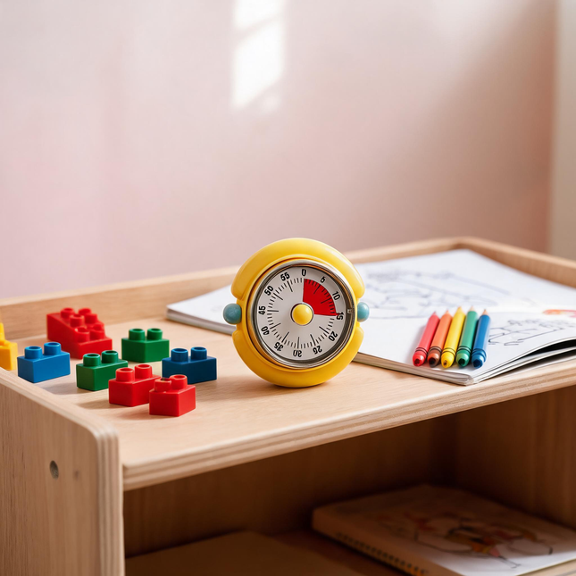 Yellow Visual Mechanical Kitchen Timer with Magnetic Backing