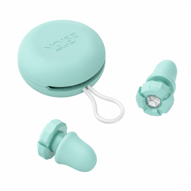 Green Luxury Diamond-Encrusted Noise Reduction Earplugs with Anti-Lost Lanyard – product detail