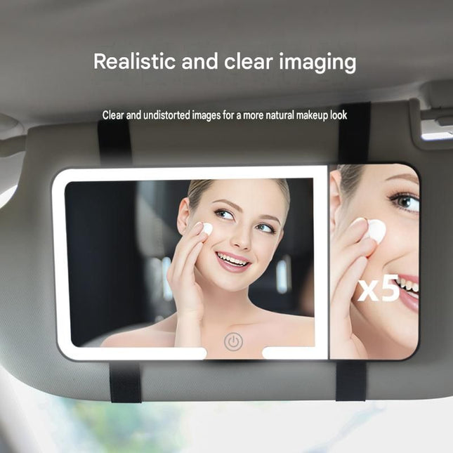 Black LED Car Sun Visor Makeup Mirror with 5x Magnification & Touch Lighting – product detail
