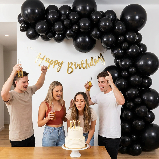 140PCS Black Balloon Garland Kit Latex Balloon Arch Set for Birthday Wedding Party Decoration Black Party – product detail