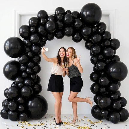 140PCS Black Balloon Garland Kit Latex Balloon Arch Set for Birthday Wedding Party Decoration Black Party Balloon Arch Kit with Multiple Sizes