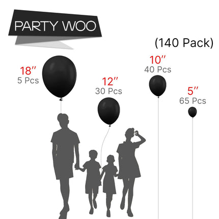 140PCS Black Balloon Garland Kit Latex Balloon Arch Set for Birthday Wedding Party Decoration Black Party Balloon Arch Kit with Multiple Sizes