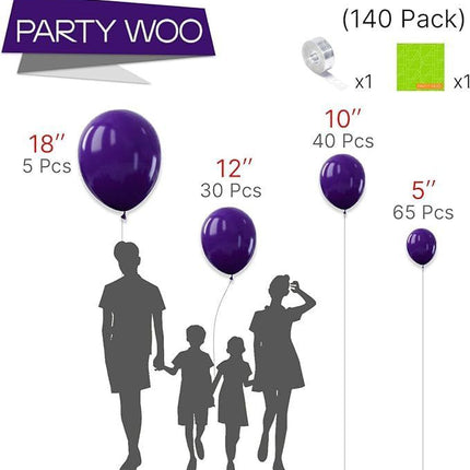 140PCS Deep purple Balloon Garland Kit Latex Balloon Arch Set for Birthday Wedding Party Decoration Deep purple Party Balloon Arch Kit with Multiple Sizes