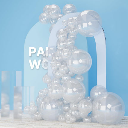 140PCS Transparent Balloon Garland Kit Latex Balloon Arch Set for Birthday Wedding Party Decoration Transparent Party Balloon Arch Kit with Multiple Sizes