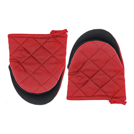 Red Heat Resistant Oven Mitts Set of 2 - Neoprene Cotton Insulated Kitchen Gloves, 500F Heat Protection, Non Slip Silicone Grip for Baking, Cooking, Microwave and Oven Use