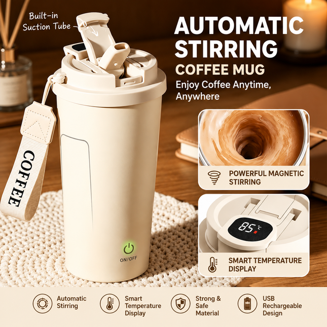Automatic Stirring Coffee Mug 400ml USB Rechargeable Magnetic Mixing Tumbler with Smart V888-ELOSUNG54362