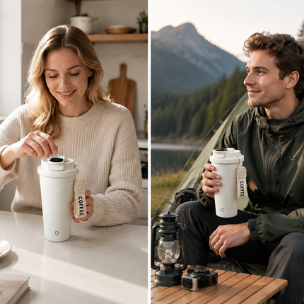 Automatic Stirring Coffee Mug 400ml USB Rechargeable Magnetic Mixing Tumbler with Smart Temperature Display Splash Resistant Lid Portable Coffee Cup for Home Office Travel Gym