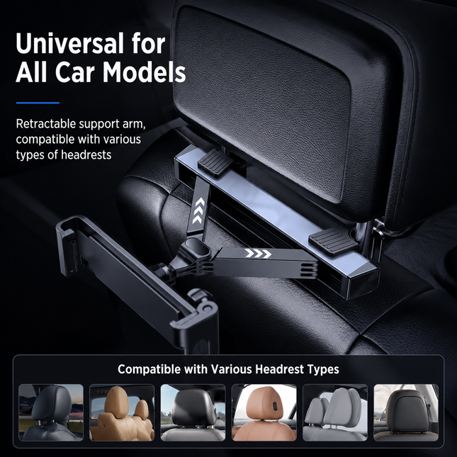 360 Degree Rotating Car Back Seat Tablet & Phone Holder Adjustable Headrest Mount for 4.7 12.9 Inch – product detail