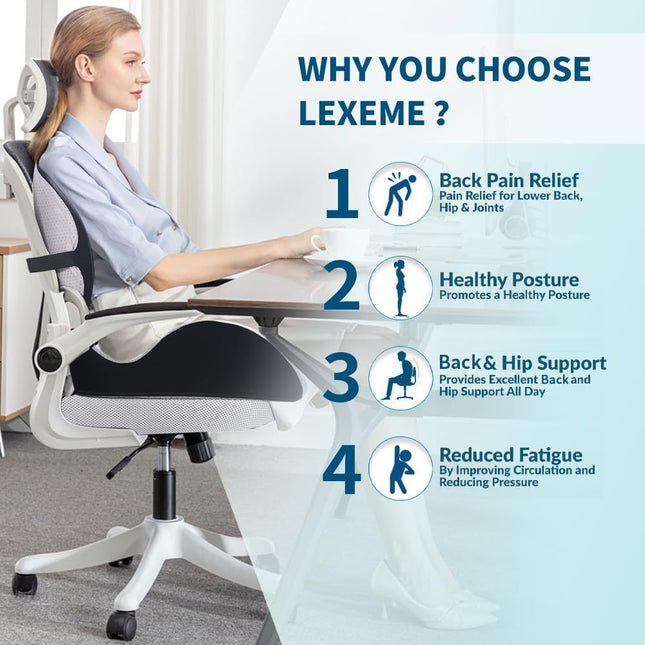 Memory Foam Seat Cushion & Lumbar Support Pillow Set Ergonomic Office Chair & Car Seat Pad for Lower Back – product detail