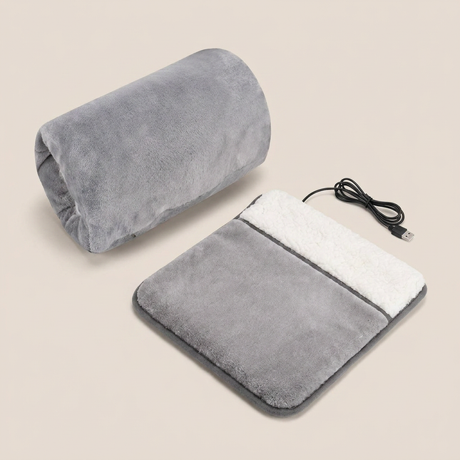 USB Heated Hand Warmer Bag & Foot Warmer Pad Combo Set Electric Plush Heating Cushion for Home Office & – product detail