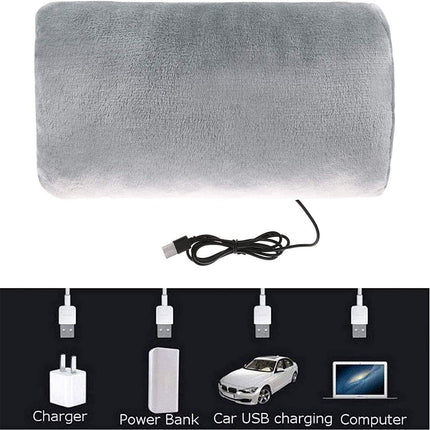 USB Heated Plush Hand Warmer Bag – Electric Rechargeable Warm Hand Cushion, Soft Winter Heating Hand Muff, Portable USB Warm Hand Pad