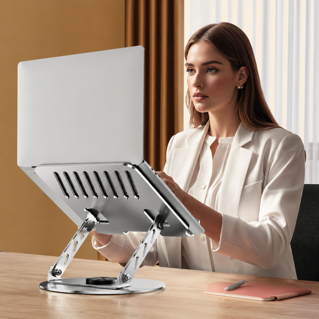 360 Degree Rotatable Laptop Stand Adjustable Aluminium Ergonomic Notebook Holder Small Size – product detail