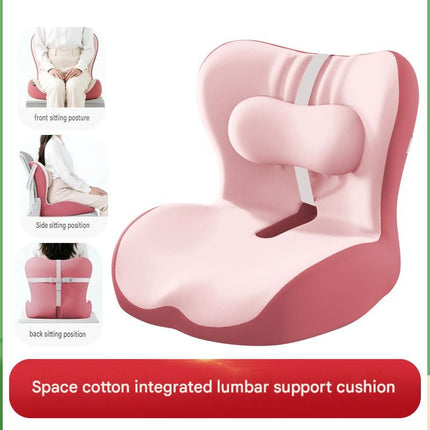 Ergonomic Memory Foam Seat Cushion with Pink Support Integrated One Piece Design Pressure Relief Chair Cushion Black for Office Car Home Use