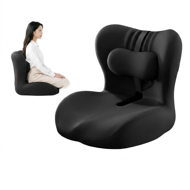 Ergonomic Memory Foam Seat Cushion with Black Support Integrated One Piece Design Pressure Relief Chair