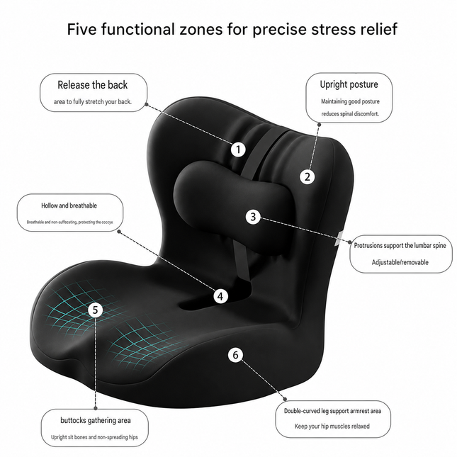 Ergonomic Memory Foam Seat Cushion with Black Support Integrated One Piece Design Pressure Relief Chair – product detail