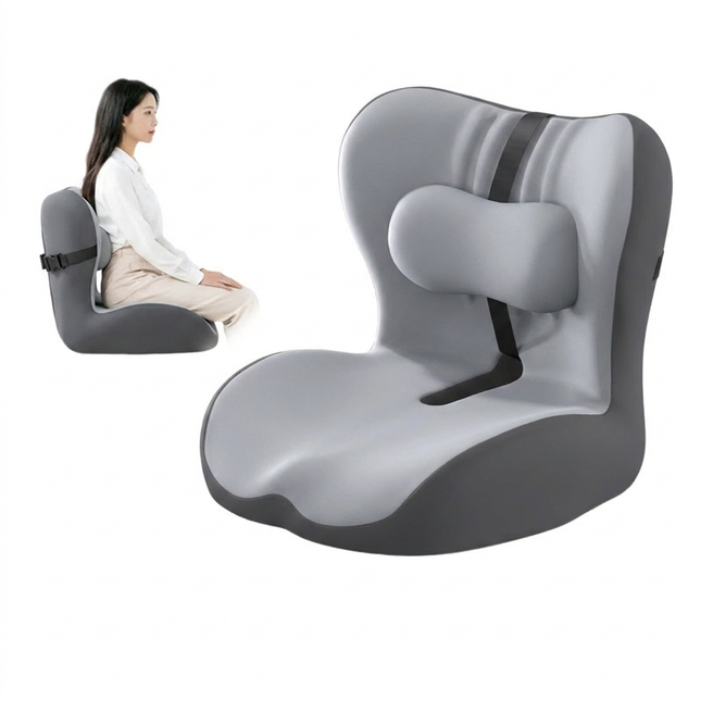 Ergonomic Memory Foam Seat Cushion with two-tone gray Support Integrated One Piece Design Pressure Relief