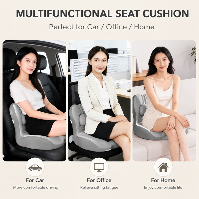 Ergonomic Memory Foam Seat Cushion with two-tone gray Support Integrated One Piece Design Pressure Relief – product detail