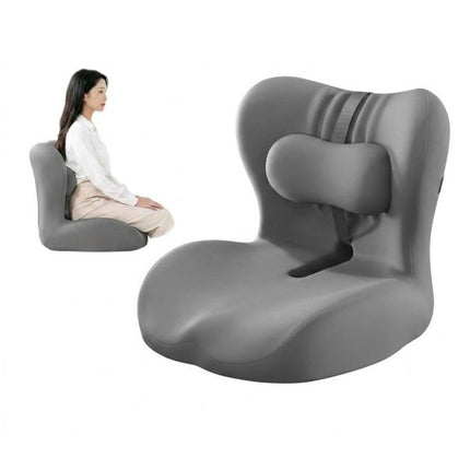 Ergonomic Memory Foam Seat Cushion with Gray Support Integrated One Piece Design Pressure Relief Chair Cushion Black for Office Car Home Use