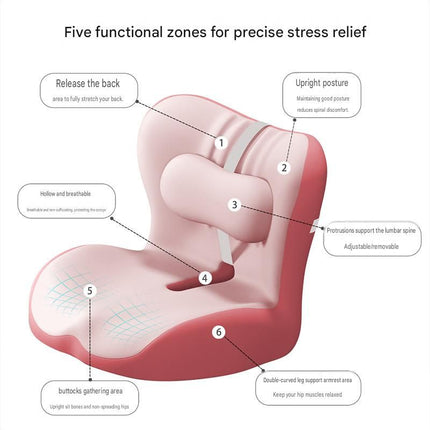 Ergonomic Memory Foam Seat Cushion with two-tone blue Support Integrated One Piece Design Pressure Relief Chair Cushion Black for Office Car Home Use