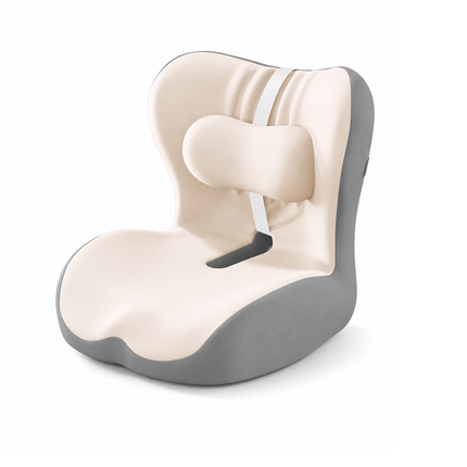 Ergonomic Memory Foam Seat Cushion with beige-gray Support Integrated One Piece Design Pressure Relief Chair Cushion Black for Office Car Home Use