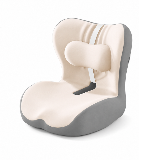 Ergonomic Memory Foam Seat Cushion with beige-gray Support Integrated One Piece Design Pressure Relief